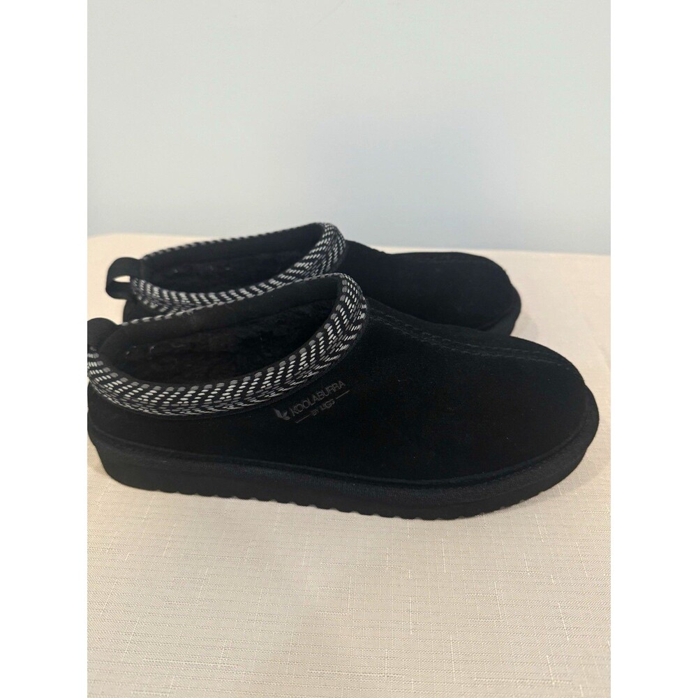 Koolaburra Men's Black Suede Slip-On Lined Slippers Rubber Sole Round Toe